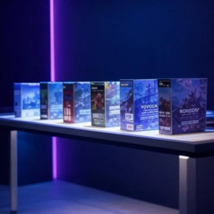 Kolaż nowych wydań gier i akcesoriów gamingowych