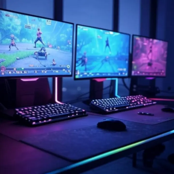 Nowoczesne stanowisko gamingowe z podświetleniem RGB